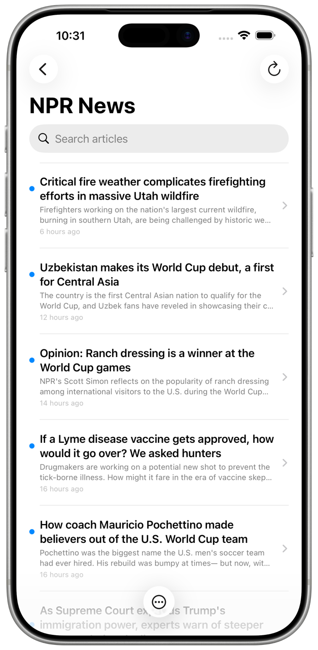 Basic Reader article list